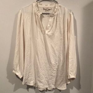 LOFT Cream V-Neck Blouse
